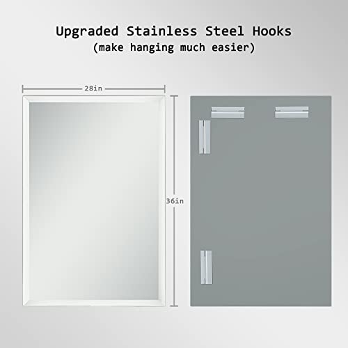 Jenbely 28X36 Inch Rectangle Frameless Mirror, Wall Mirror With 1" Beveled Edge For Bathroom Vanity, Entryway, Living Room #TOP4