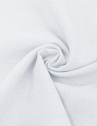 Maeau Long Sleeve Cotton Linen Shirt for Men Henley Stand Collar Shirt Button Down Beach Shirt Lightweight Casual Loose Shirt White M