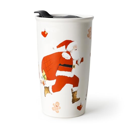 ANTIS'S HOME Keramik Coffee to go Becher mit Silikondeckel, „Jingle...