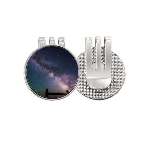 Marqueur de balle de golf magnétique galaxie violette avec motif étoiles sombres