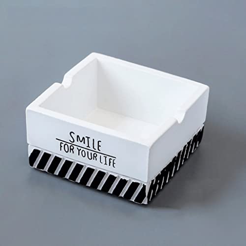 ZXCMY Hermosamente Cenicero Cuadrado de Resina Simple, cenicero Blanco para Puros, cenicero de Mesa, ceniceros para Exteriores para Interiores, 8x8x4cm/3x3x1,6 Pulgadas Útil
