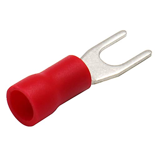 Baomain SVS1.25-3.5 Insulated Stud Size #6 Size Fork Terminal 22-18 Gauge Red  thumb #1