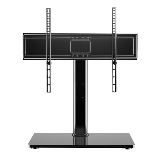 Base Table Top Tv Stand For 32-75 Inch Tvs 60 Degree Swivel,