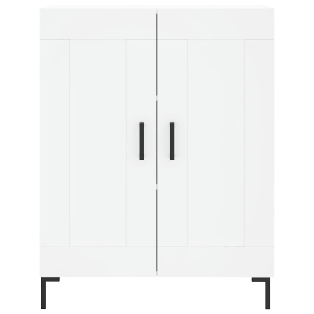 Générique Bufet wysoki biały 69,5x34x180 cm, szafka do przechowywania drewna inżynieryjnego z drzwiami i metalowymi nogami, przestronna i stabilna szafka do salonu