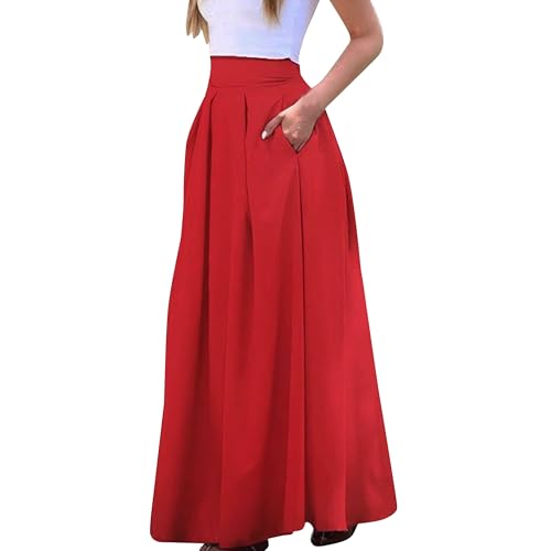 Jupe plissée avec poches ThreeH robe taille haute confort pour femme