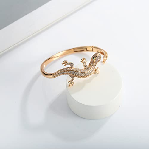 Tovaba Open Cuff Bangle Bracelet Gold Lizard Bracelet For Woman Gold Hinged Bracelet Cuffs Bracelets Animal Fashion Jewelry Gift #TOP5