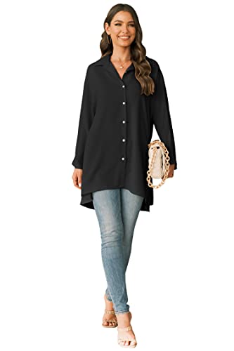 Women's V-Neck Ruffle Blouse – Casual Swing Tunic Top With Button-Up Front (Short/Long Sleeve) - View #8