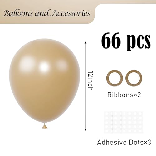 Image of Voircoloria Tan Balloons, 66pack 12inch Light Brown Latex Party Balloons for Wedding, Birthday, Graduation, Bridal Shower, Baby Shower, Gender Reveal, Anniversary, Bachelorette Party Decorations