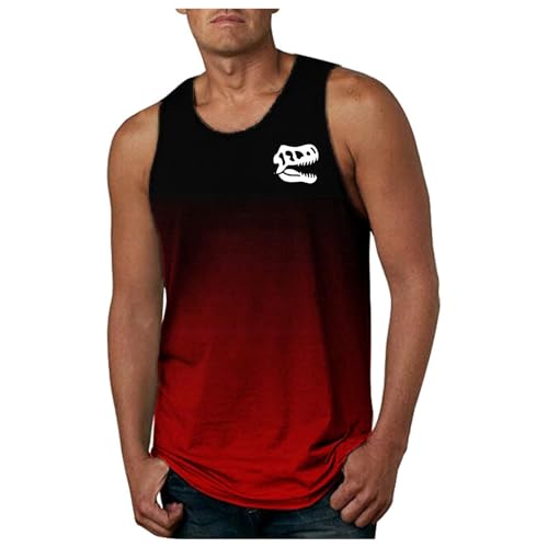 Camisetas Gym Hombre, Camiseta Oversize Hombre, Camiseta de Tirantes Verano Estampado Tropical Sin Mangas Gimnasio Ajustada Cuello Redondo Moda Vacaciones