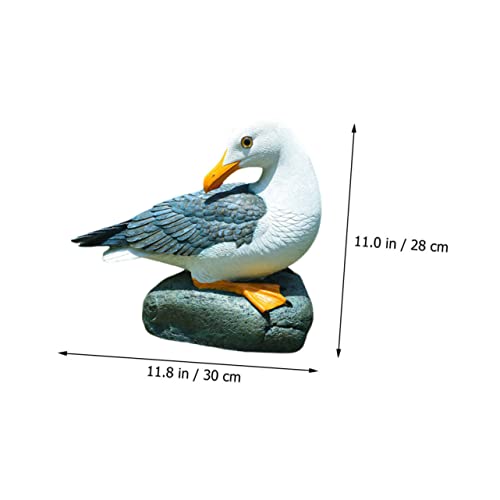 Yardwe 1Pc Artificial Seagull Decor For Home Nautical Decoration Landscape Sculpture Crafts Nautical Watch The Bird Resin Seaside Colorful #TOP6