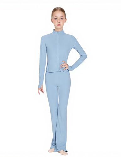 Casaco fino elástico com zíper e gola alta, calça flare de cintura alta, conjunto de ginástica para