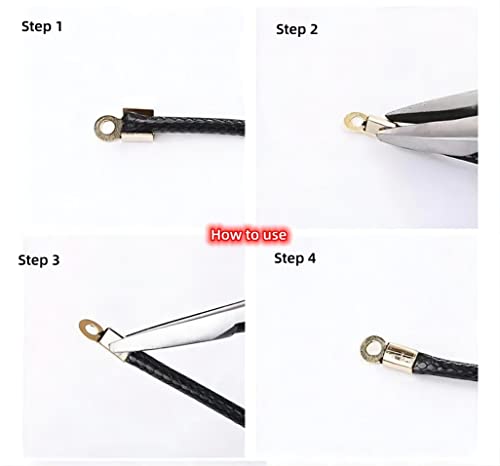 200 Pieces Fold Over Cord Ends Cord Crimp End Tips Fold-Over End Caps Leather Ribbon Ending Clasp Tips Jewelry Connector For Jewelry Making, 3.5 X 9 Mm/ 0.14 X 0.35 Inch, 6 Colors #TOP3