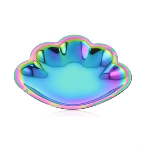 Dolvitrny Plateau de rangement compact en acier inoxydable pour bijoux et maquillage, 9 x 7 cm, finition résistante à la rouille (couleur :