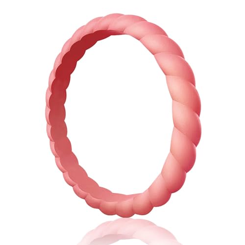 Image of Egnaro Women's Silicone Anniversary Rings, 2.5mm Wide 1.8mm Thick Stackable Rubber Wedding Band, Thin Stylish Comfort Fit Silicone Ring for Nurse, Workout, Work, Pregnancy, Travel, Daily Gift
