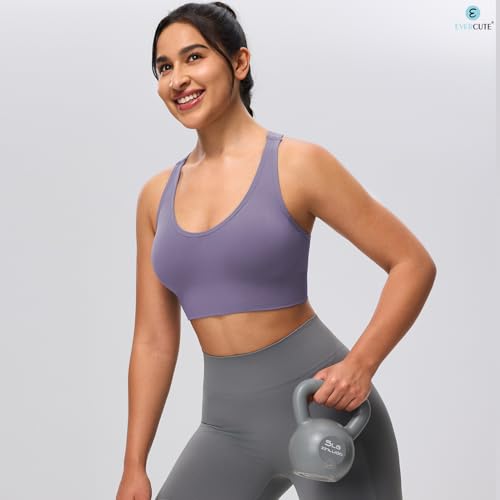Image of Evercute Sports Bras for Women Padded Medium Support Criss Cross Strappy Bra Seamless High Impact Yoga Exercise Athletic Bras