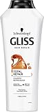El champú Total Repair de Gliss es adecuado para cabello seco; Gama Reparación con keratina hidrolizada + néctar floral, protege la fibra capilar y embellece la superficie del cabello; Hasta un 85% menos de rotura del cabello. Cabello Suave y brillante; 90% de ingredientes de origen natural incluyendo agua; Aplicación: masajear sobre el cabello húmedo. Aclarar con abundante agua. Usar regularmente