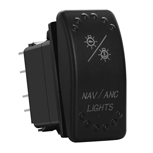 Image of Green Backlit Nav /Anchor Rocker Switch 7Pin ON-Off-ON Switch for Marine Boat Yacht Ship Waterproof IP66