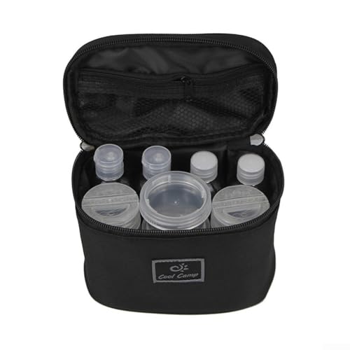 babominimer Kit d'épices de camping avec pot d'assaisonnement portable et distributeur de condiments, sac en tissu Oxford imperméable, bouteilles transparentes en PET pour huile, vinaigre, sel, poivre