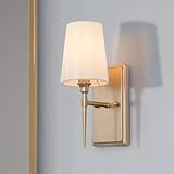 GEPOW Sconces Wall Lighting, Modern Gold Wall Sconce with Fabric Shade, Bathroom Wall Light Sconces for Bedrooms, Living Room, Kitchen