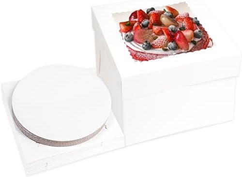 PHULWEL Tortenschachtel 25x25cm Mit Kuchenbrett | 2er Set Für Stufenkuchen & Torten