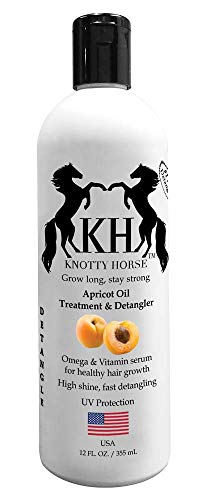 Knotty Horse Apricot Oil Treatment and Detangler for Horses — Detangles and Promotes Healthy Growth, Softness and Shine for Horse Hair — 2 Sizes (1.5 oz and 12 oz)