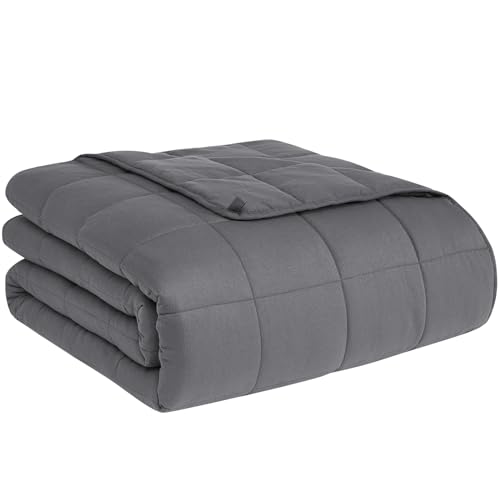 CuteKing Weighted Blanket for Adults (15lbs, 48″x72″, Full, Grey) Heavy Blanket for 140-150lbs, Weighted Blanket for Cooling & Heating with Premium Glass Beads, Soft Thick Blanket for Adult All-S