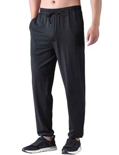 Zoulee Men's Zipper Fly Track Pants Drawstring Sweatpants Jogger Pants Black 2XL