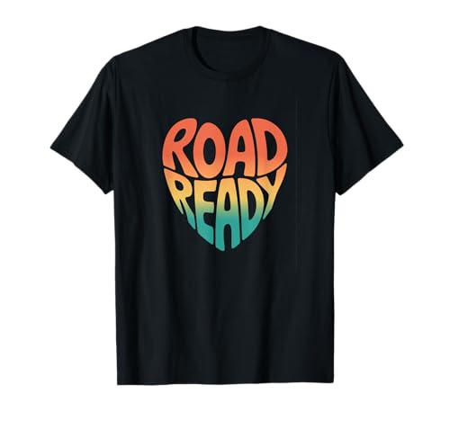 Retro Road Ready Retro Style Travel Adventure Frase Maglietta