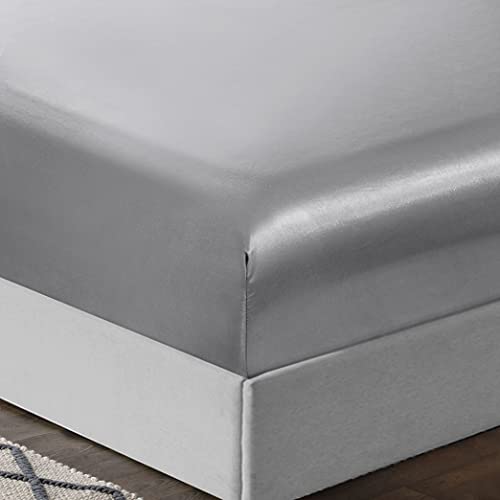 Treely 6 Piece Satin Sheets Queen Size Silky Smooth Silver Grey Satin Sheet Set With Deep Pocket, Satin Fitted Sheet, Flat Sheet, 4 Satin Pillowcase #TOP3