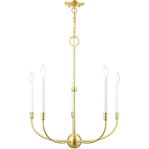 Livex Lighting 46065-12 5 Light Satin Brass Chandelier