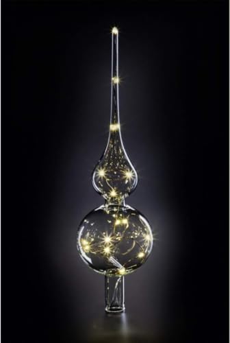 Lumix® LED kabellose Tree Topper Christbaumspitze Weihnachtsbaumschmuck Transparent Glas Warmweiß Mundgeblasen Weihnachten Dekoration… – Ansicht 2