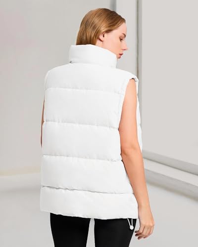 Polu Womens Puffer Vest 2024 Oversized Lightweight Winter Sleeveless Zip Up Padded Stand Collar Jacket Coat Warm3