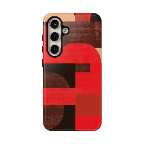 Coque Samsung S24 géométrique rouge rigide pour Galaxy S24 brillant
