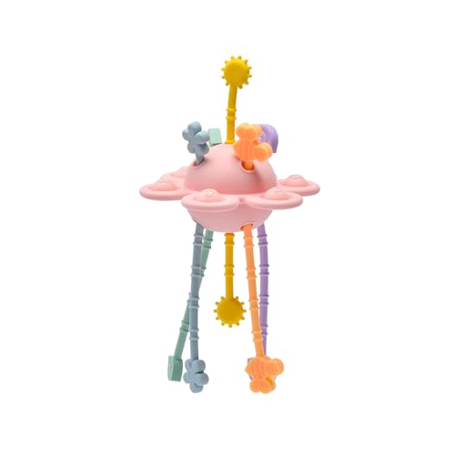 Image of Montessori Sensory Toys for Babies,Silicone Teething Toys Pull String Baby Toy 18 Months (Pink)