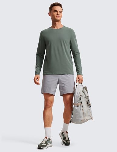 CRZ YOGA Pima Cotton Long Sleeve Shirts for Men Crew Neck Basic Casual T-Shirts Breathable Workout Comfort Tops3