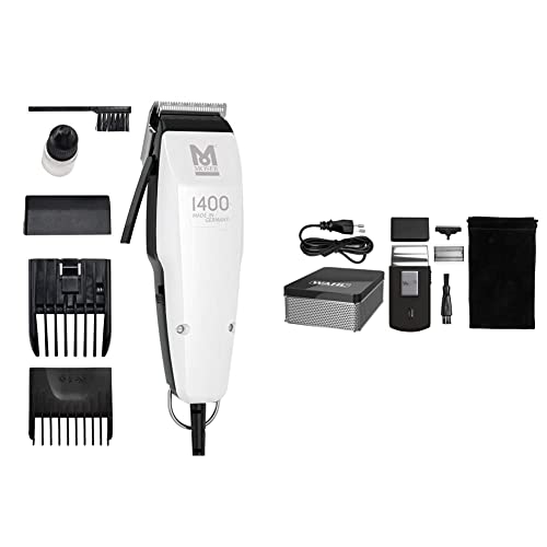 Moser 1400-0458 edición plata 1400 Cortadora de cabello con cable + Wahl 03615-1016 Máquina de Afeitar de Láminas, Negro y Plata