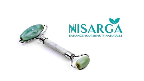 NISARGA Natural Jade roller, Anti aging face massager help reduce wrinkles, 100% natural jade stone, Jade roller For Face, Brighten skin, Facial massage therapy