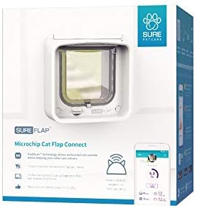 Sure Petcare SureFlap Mikrochip-Katzenklappe Connect, kompatibel mit Smartphone-App, Einbau in Türen, Glasscheiben, Wände, Hub und 4 x AA-Batterien erforderlich (nicht im Lieferumf