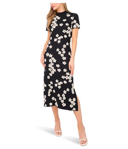 CeCe Women's Midi Floral Jaquard Knit Dress