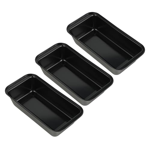 KITDAHOM Lot de 3 Moules à Pain - Moule cake 25 x 13 x 6 cm - Acier au Carbone - Revêtement Antiadhésif - Répartition Uniforme de la Chaleur - Pour Pain, Gâteaux, Toast (Noir)