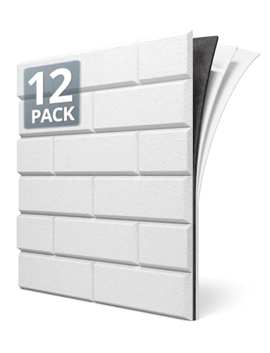 Image of Kuchoow Acoustic Mass Loaded Vinyl Soundproof Wall Panels - Noise Cancelling Blocker for Ceiling,12 Pack MLV Self Adhesive Sound Absorbing and Proofing Tiles Decorative White Brick for Room, Bedroom