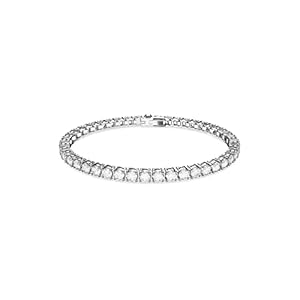 Swarovski Matrix Tennis bracelet, Round cut, Small, White, Rhodium Finished