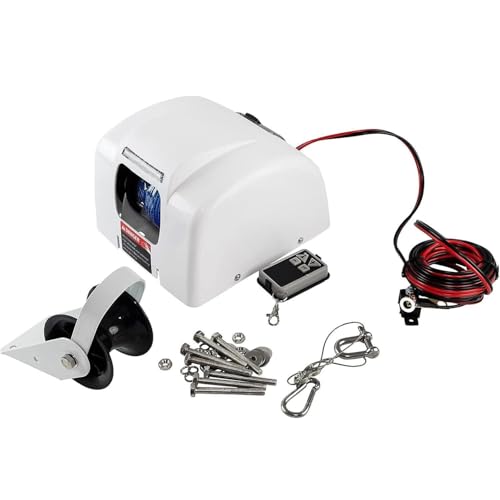 HEQIM Electric Anchor Winch, Heavy Duty Pulling Winch, Marine Electric Windlass 40 lbs, 12v Saltwater Marine Windlass kit with Remote Control and 100ft pre-spooled Anchor Rope