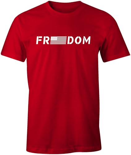 Freedom Patriotic T-Shirt American Flag Unisex Cotton T-Shirt | Short Sleeve | American Flag Unity Tee (Large, Red)