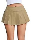 Avidlove Women Sexy Role Play Pleated Mini Skirt Short Plaid Skirts for Schoolgirl Khaki M