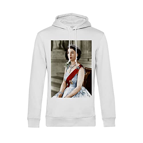 Sweat à capuche vintage Elisabeth II reine d'Angleterre avec photo couleur de 1955
