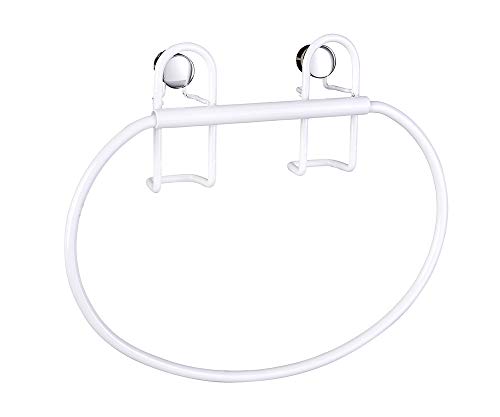 Preisvergleich Produktbild WENKO Handtuchring Classic Plus - Handtuchhalter, Handtuchstange mit hochwertigem Rostschutz, Stahl, 22 x 18 x 4 cm, Weiß
