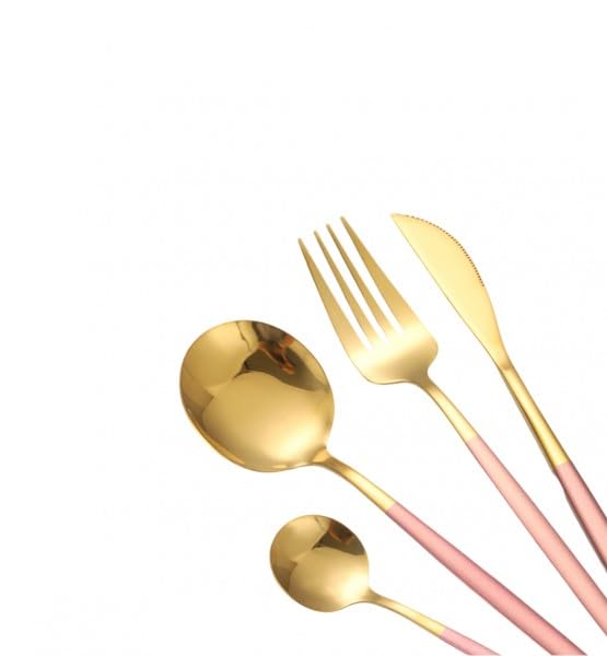Premium Besteck-Set 6 Personen 24-tlg Edelstahl Essbesteck (Rosa/Gold - CF-22129)