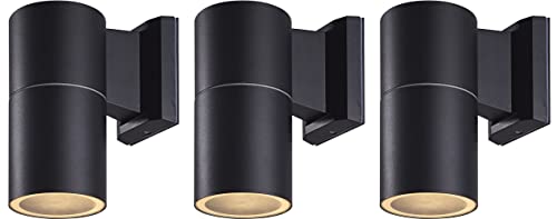 Novatool 3 x Lámpara de exterior de aluminio negro IP44, 1 x GU10 I 10 x 9 x 12 cm, para exteriores, para exteriores, iluminación exterior, para terraza, terraza, lámpara de pared exterior Cover