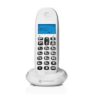 Motorola C1001CBW+ - DECT digitale draadloze telefoon - oproepblokkeringsmodus, nummerherkenning, handsfree, telefoonboek met 50 nummers, scherm met achtergrondverlichting - wit